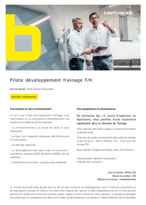 Couverture de Pilote developpement freinage