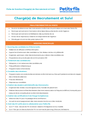 Couverture de Charge de recrutement et suivi