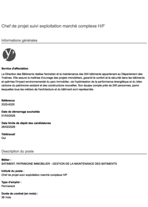 Couverture de Chef de projet suivi exploitation marché complexe