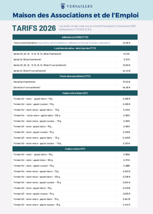 Couverture de Tarifs_MDAE_2026