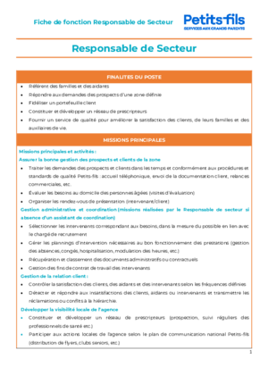 Couverture de Responsable de secteur