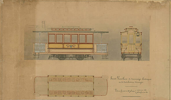 Voiture fermée à 40 places : intérieur 20, plate-forme 20 - Société Versaillaise de Tramways Électriques et de Distribution d’Énergie