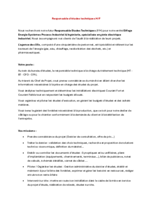 Couverture de Responsable d'études techniques