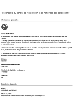 Couverture de Responsable du contrat de restauration et de nettoyage des collèges