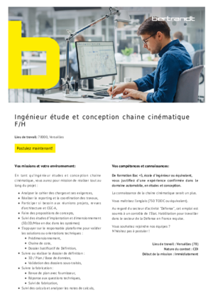Couverture de Ingenieur étude et conception chaine cinematique