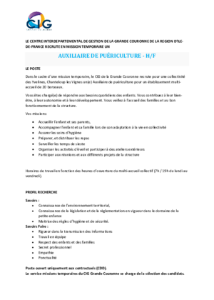 Couverture de Auxiliaire de puericulture