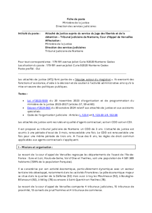 Couverture de Attaché de justice auprès du service du juge des libertés et de la détention 