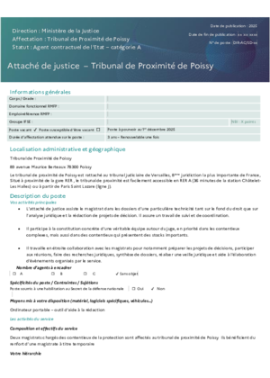 Couverture de Attaché de justice – Tribunal de Proximité de Poissy