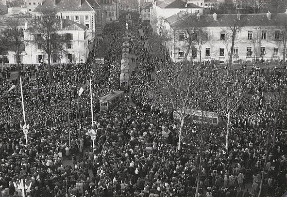 L'enterrement des tramways versaillais, 3 mars 1957