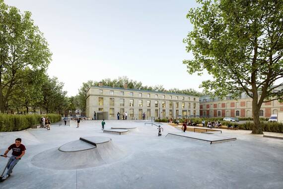 L'Ancienne Poste vue depuis le skate-park