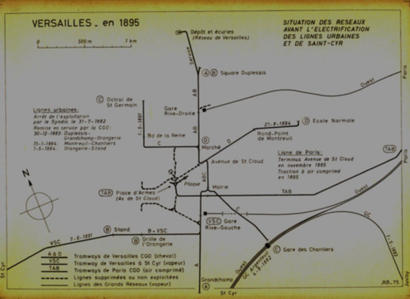 Carte du réseau de tramway, en 1895