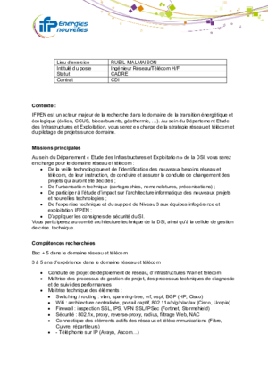 Couverture de Ingénieur Réseau/Télécom H/F Rueil Malmaison