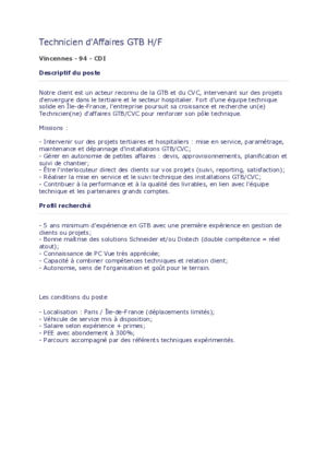 Couverture de Technicien d'Affaires GTB