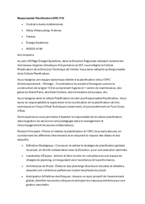 Couverture de Responsable Planification OPC