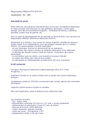 Couverture de Responsable d'Affaires CFO CFA