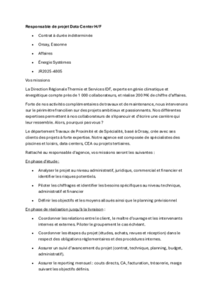 Couverture de Responsable de projet Data Center