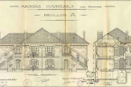 Façade de maisons ouvrières de la fondation Meinadier