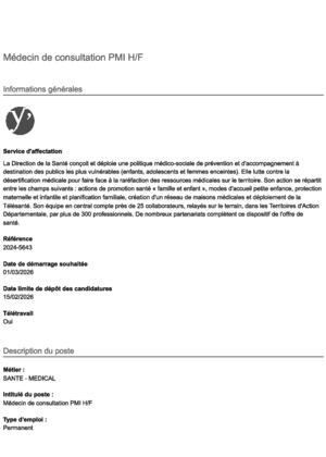 Couverture de Médecin de consultation PMI