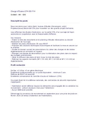 Couverture de Charge d'Etudes CFA SSI