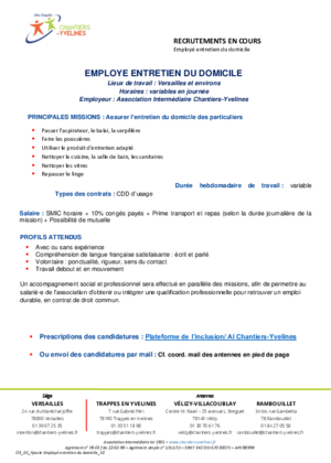 Couverture de Employé entretien du domicile H-F Yvelines