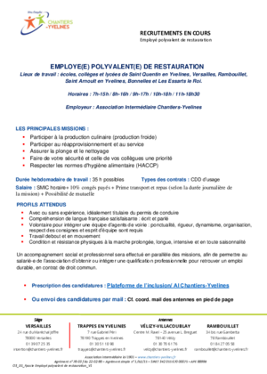 Couverture de Employé polyvalent de restauration H-F Yvelines