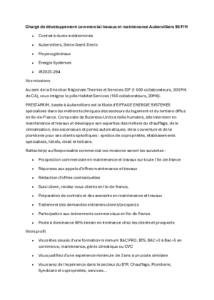 Couverture de Chargé de développement commercial travaux et maintenance