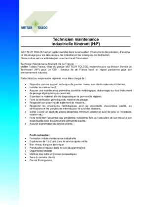 Couverture de Technicien maintenance industrie