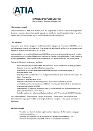 Couverture de Chargé d'appui éducation