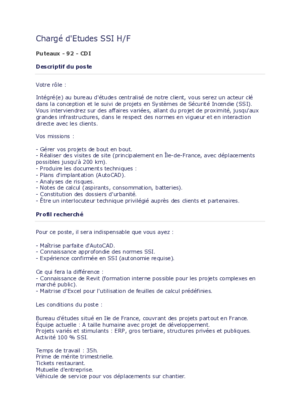 Couverture de Charge d'études SSI 