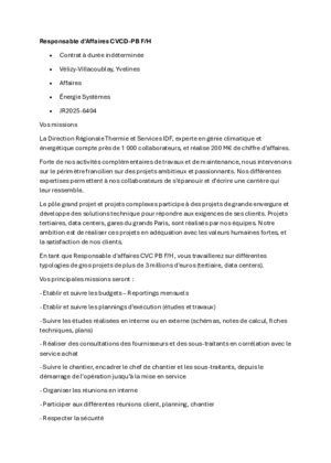 Couverture de Responsable d'affaires CVCD PL